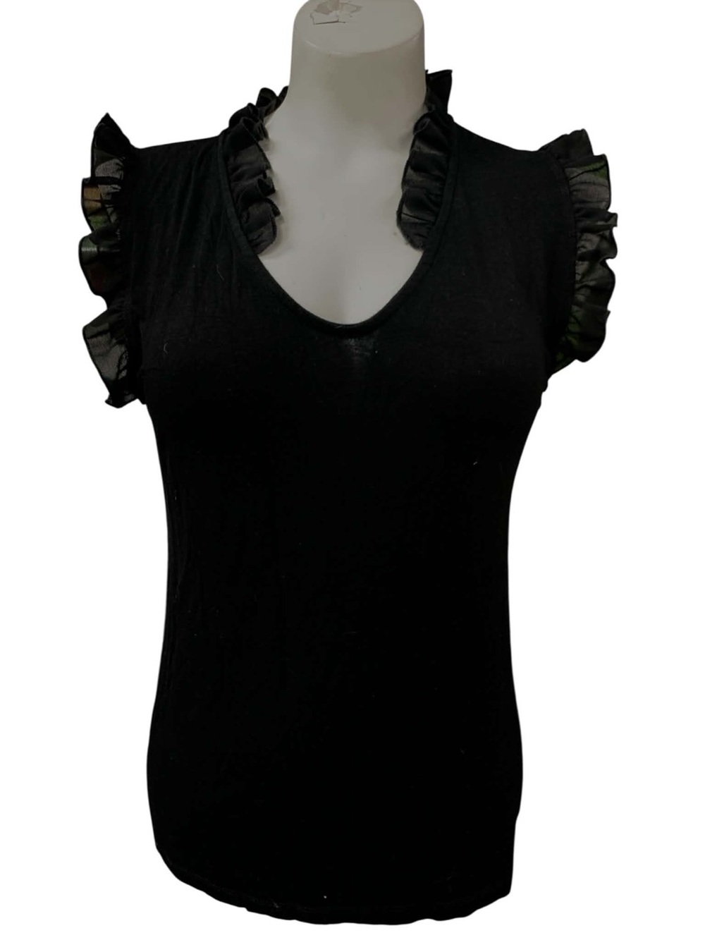 Storm Black Ruffle Sleeve Tank Top Size M